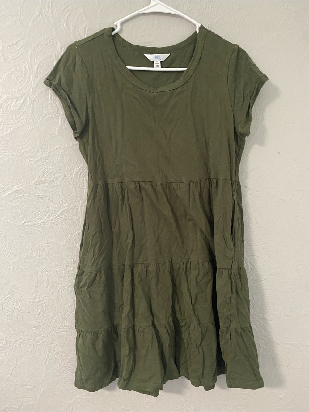 Time and Tru Olive Green Tiered Mini Dress